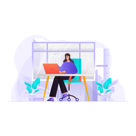 Business woman working in office  Illustration