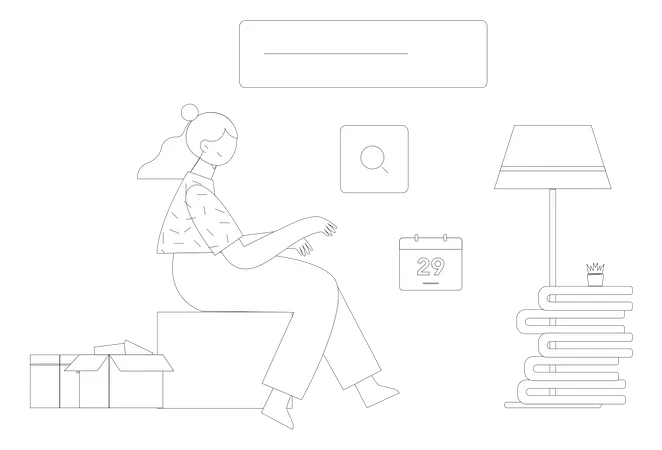 Business woman working in office  Illustration