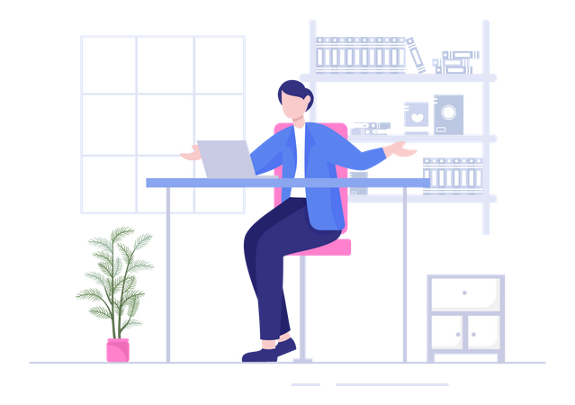 Business woman working in office  Illustration