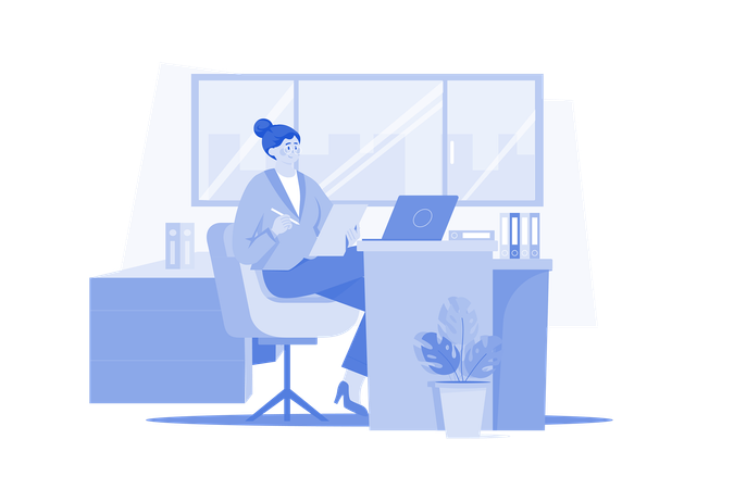 Business woman working in office  Illustration