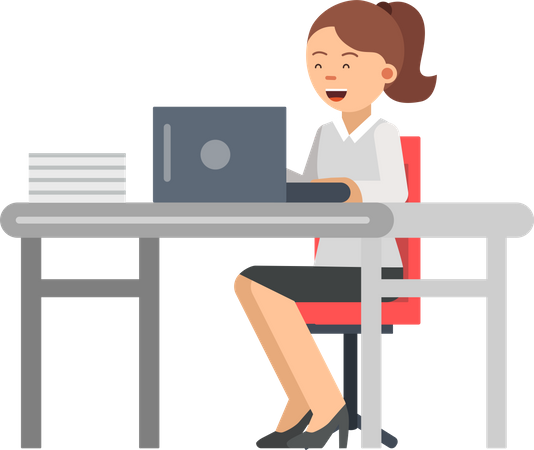 Business woman working in office  Illustration