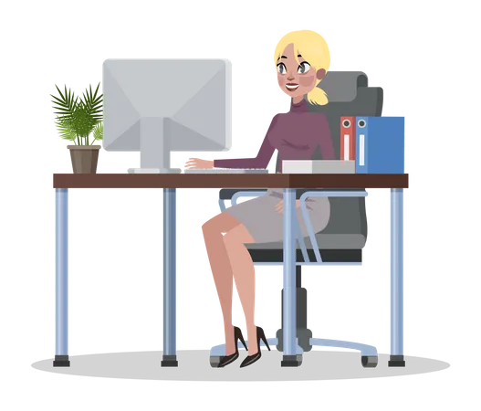 Business woman working in office  Illustration