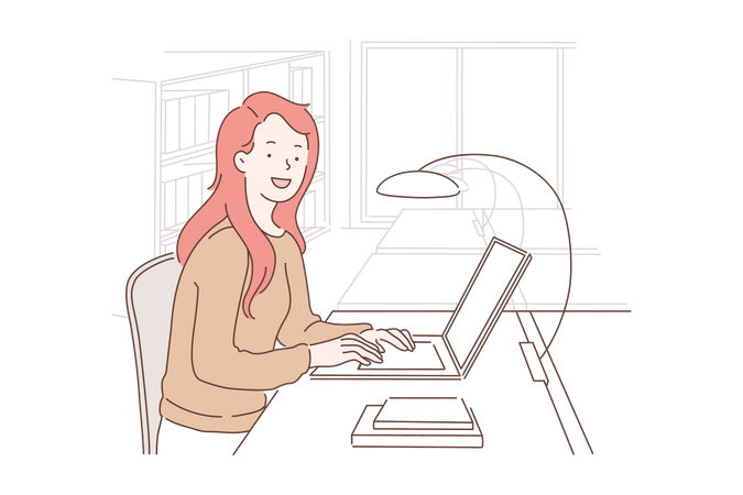 Business woman working in office  Illustration