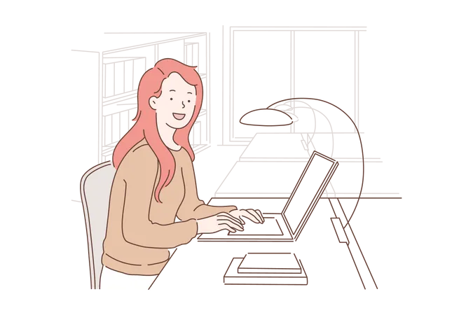 Business woman working in office  Illustration