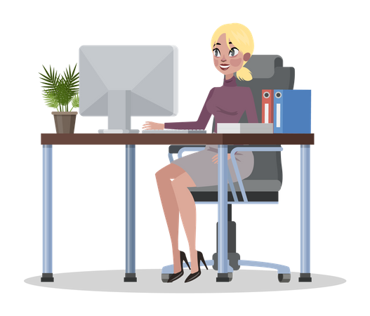 Business woman working in office  Illustration