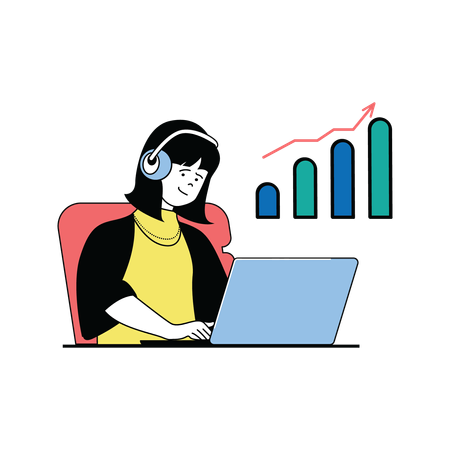 Business woman working on analytics  Illustration