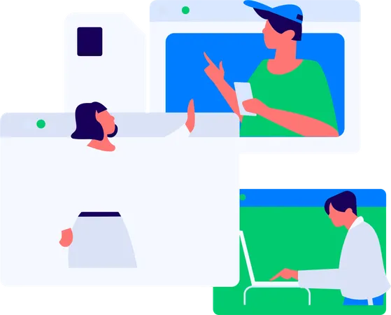 사업 성장을 위해 노력하는 사업가  일러스트레이션