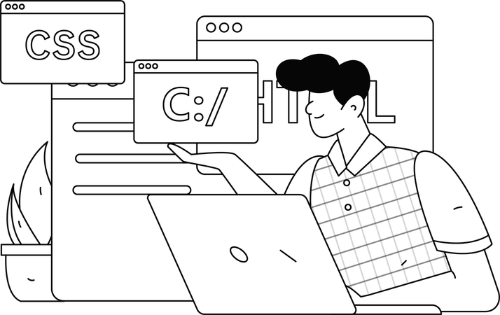 사업 성장을 위해 노력하는 사업가  일러스트레이션