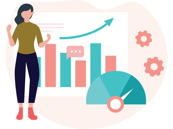 Business woman working on Chart analysis  Illustration