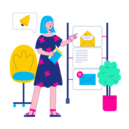 Business woman working on email marketing  Illustration