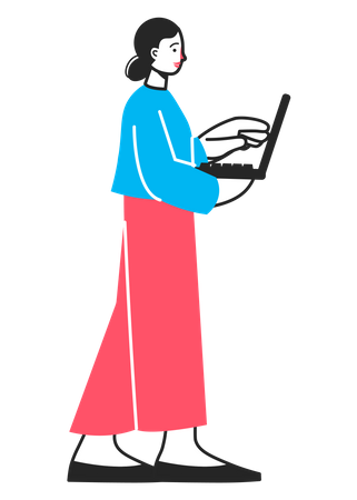 Business woman working on laptop Illustration