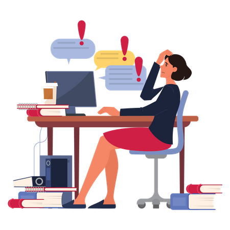 Business woman working on laptop Illustration