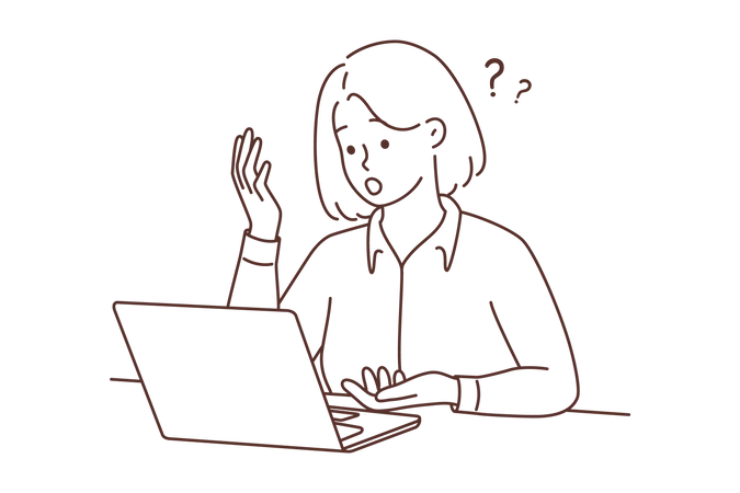 Business woman working on laptop  Illustration