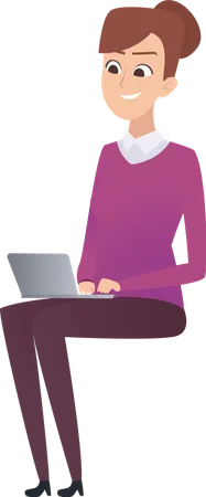 Business woman working on laptop  Illustration