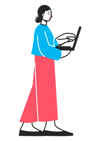 Business woman working on laptop  Illustration