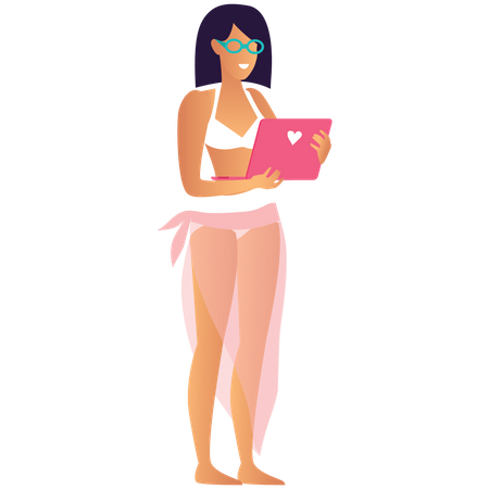 Business woman working on laptop  Illustration