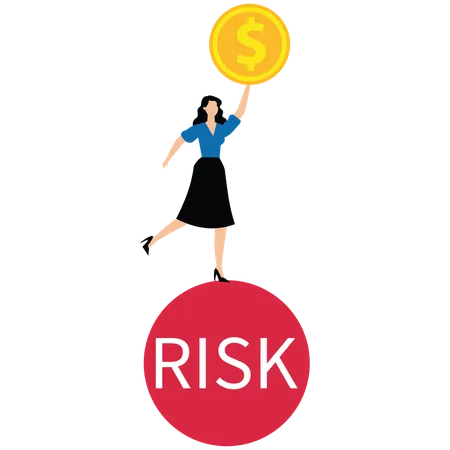 Business woman working on Risk management  Illustration