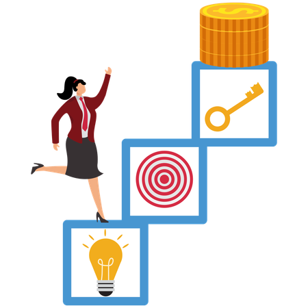 Business Woman Working On Strategy Development  Illustration