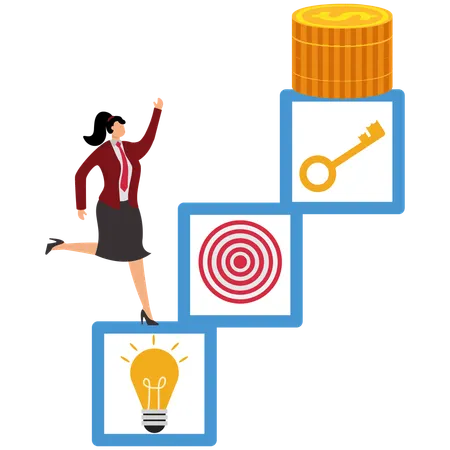 Business Woman Working On Strategy Development  Illustration