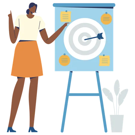 Business woman working on Business target  Illustration