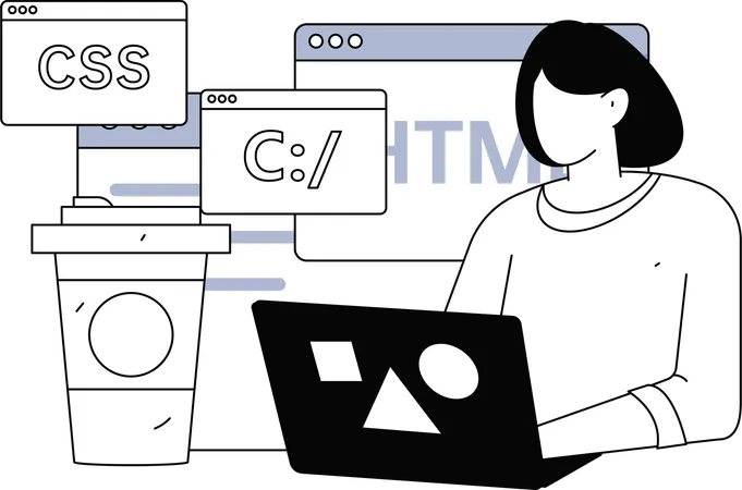 Business woman working on task  Illustration