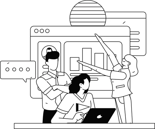 Business woman working on task  Illustration