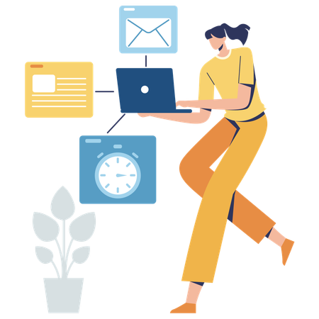 Business woman working on task management  Illustration