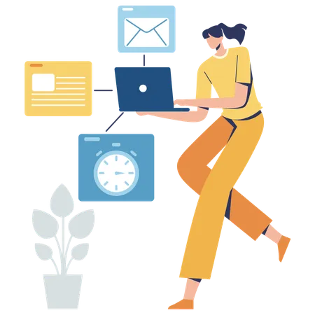 Business woman working on task management  Illustration