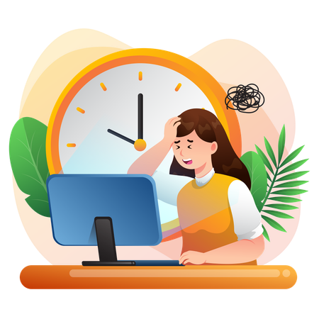 Business woman working on time management  Illustration