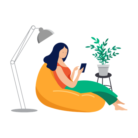 Business woman working remotely Illustration