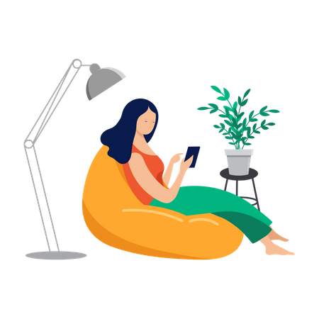 Business woman working remotely  Illustration