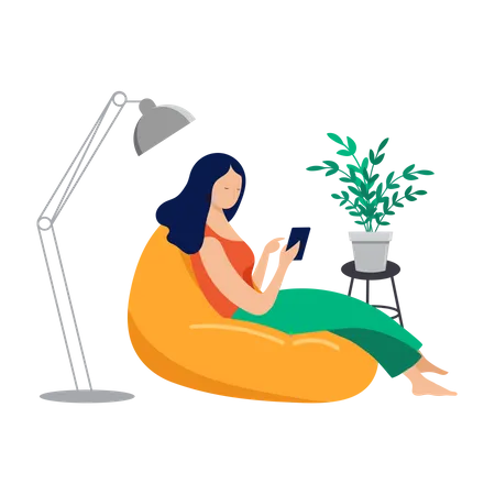 Business woman working remotely  Illustration