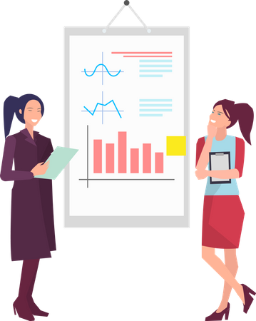 Business women analyzing business report  Illustration