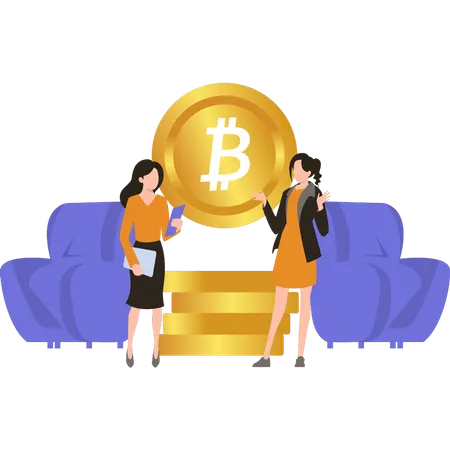 Business women discussing about bitcoin  Illustration