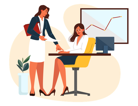 Business women doing discussion Illustration