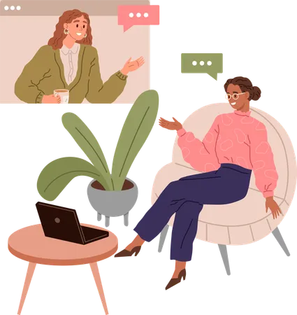 Business women doing online meeting  Illustration