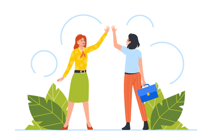 Business Women Giving High Five To Each Other  Illustration