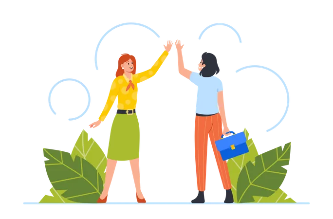 Business Women Giving High Five To Each Other  Illustration