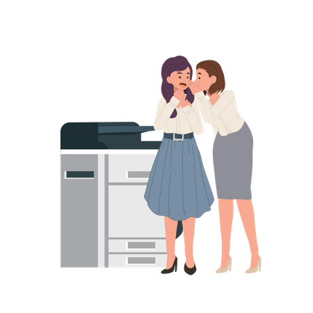 Business women gossiping near office copier  Illustration