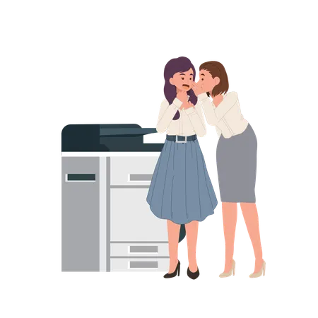 Business women gossiping near office copier  Illustration