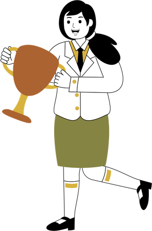 Business women holding trophy  Illustration