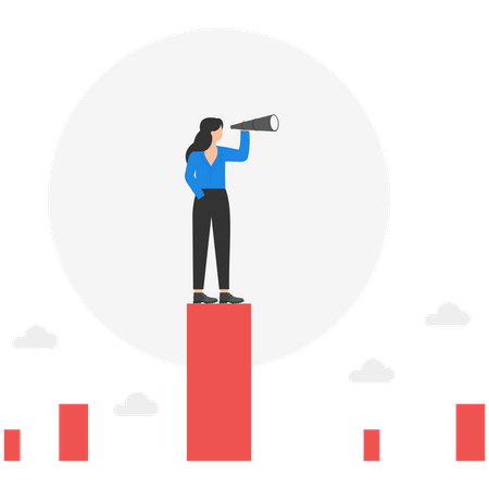Business Women looking telescope for target to success  Illustration