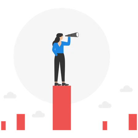 Business Women looking telescope for target to success  Illustration