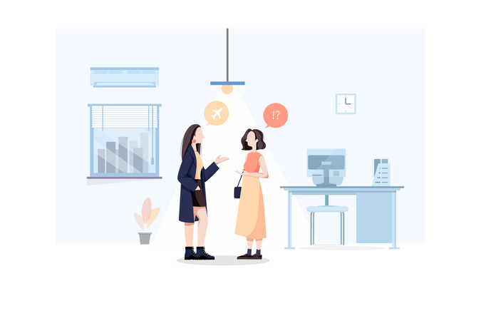 Business women talking in office  Illustration