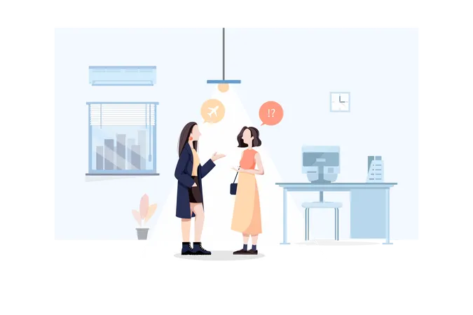 Business women talking in office  Illustration