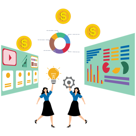 Business women working together on business startup  Illustration