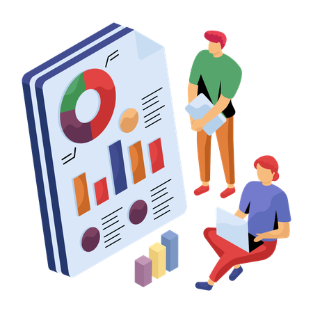 Business workers doing business data analytics  Illustration