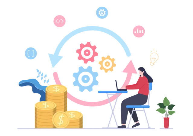 Business Workflow Organization And Management Design Illustration With Teamwork Process Deadlines Respect Or Efficient Workday Illustration