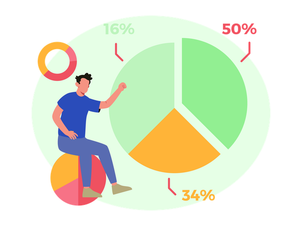 Business working on Data Analysis and Visualization  Illustration