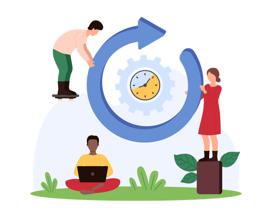 Business working on time management  Illustration